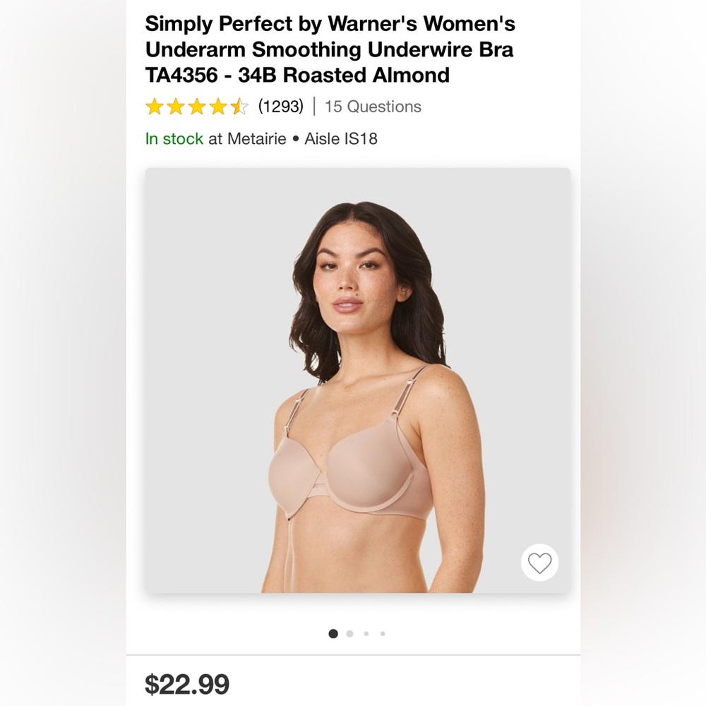 🤎Warner’s • roasted almond t-shirt bra • 34B • NWT - Picture 4 of 12